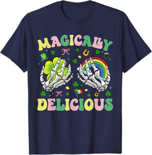 Magically Delicious Skeleton Hands Women Men St Patricks Day T-Shirt - T-Shirt | Navy