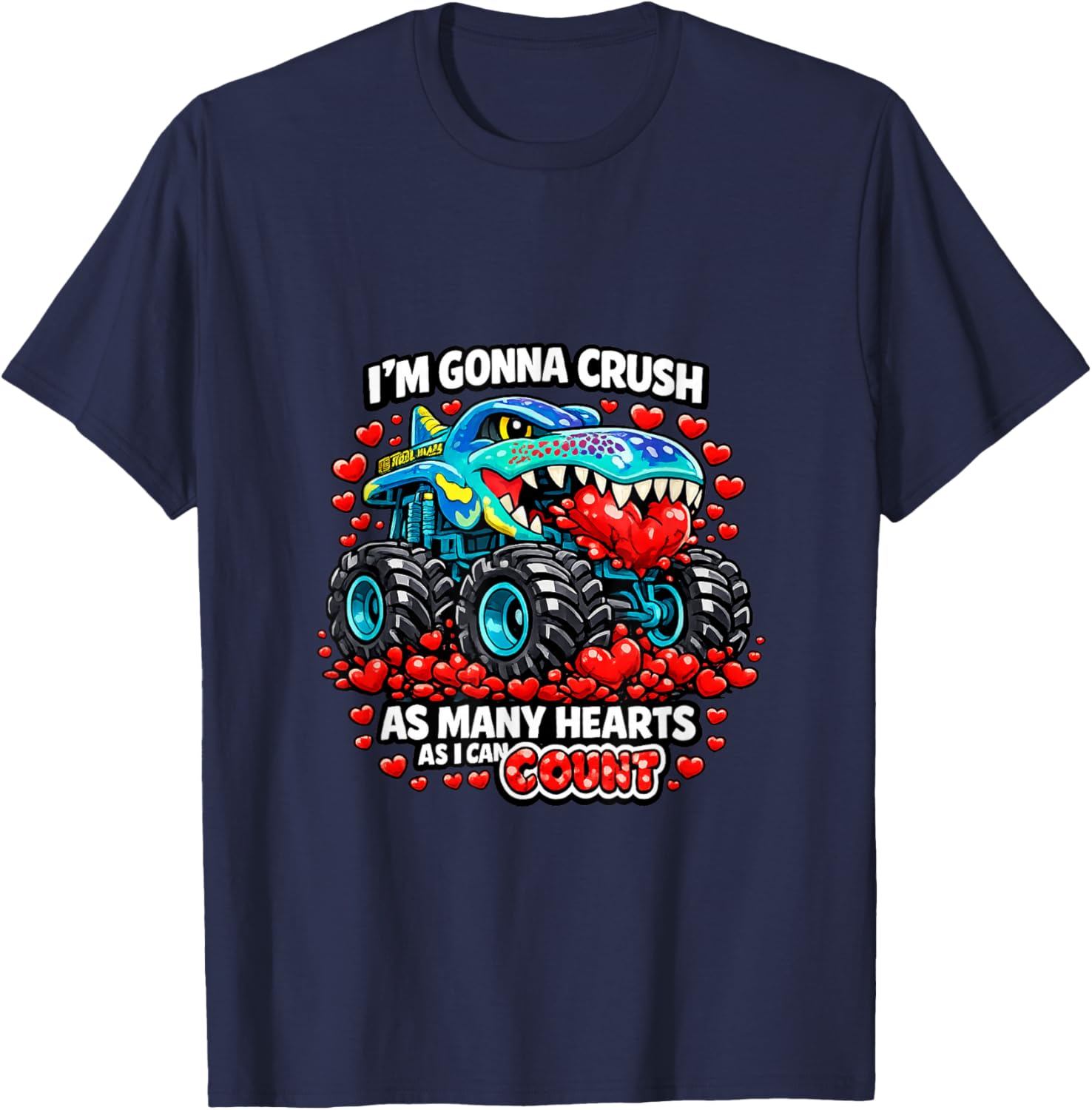 Monster Truck Toddler Valentines T-Shirt - T-Shirt | Navy