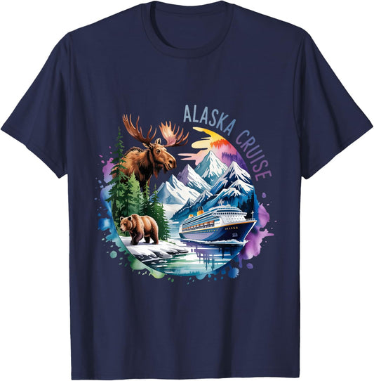 Alaska Cruise Friends Summer Matching Family Vacation T-Shirt - T-Shirt | Navy