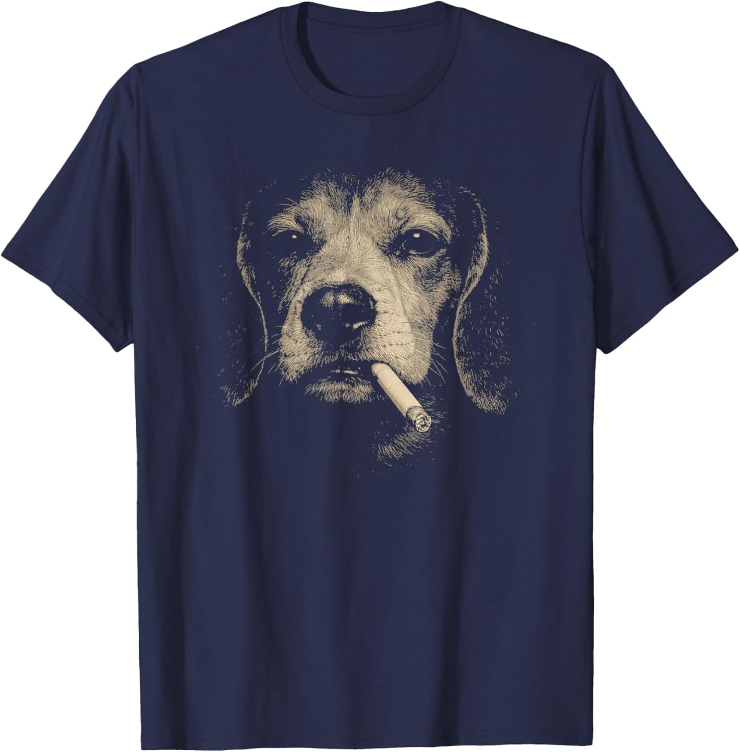 Dog Smoking Cigarette Funny Beagle Meme T-Shirt - T-Shirt | Navy