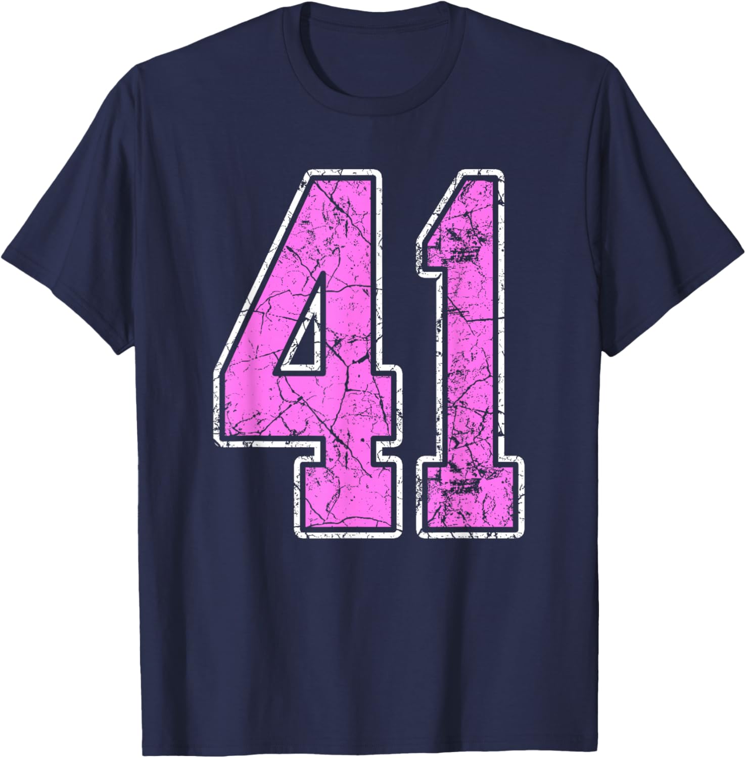 Grunge Pink and Pink Number 41 Jersey Player Uniform #41 T-Shirt - T-Shirt | Navy