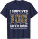 I Survived 100 Days of School Leopard Kindergarten Teacher T-Shirt - T-Shirt | Navy