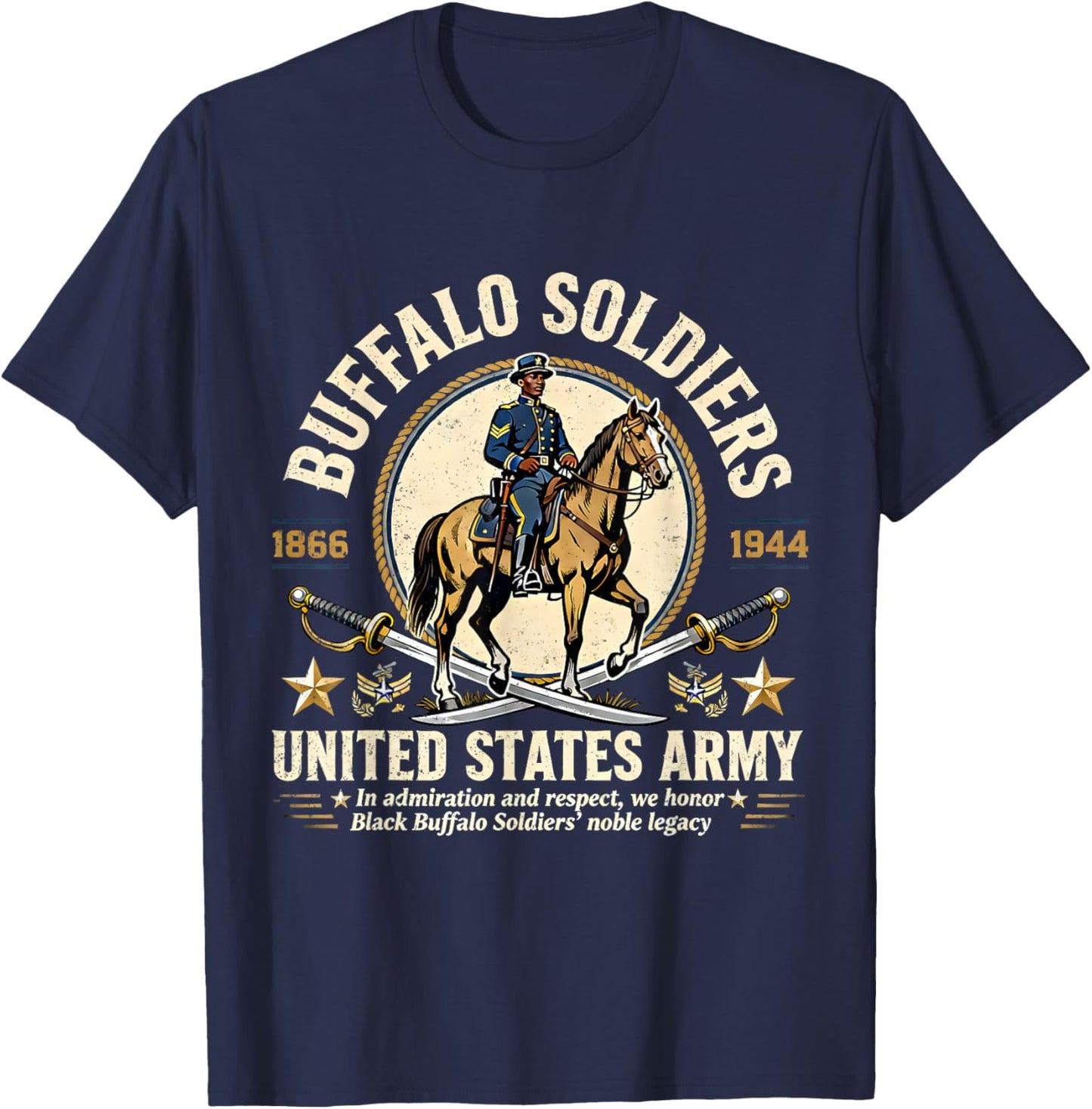 Buffalo Soldiers Black History United States Army Honor T-Shirt - T-Shirt | Navy