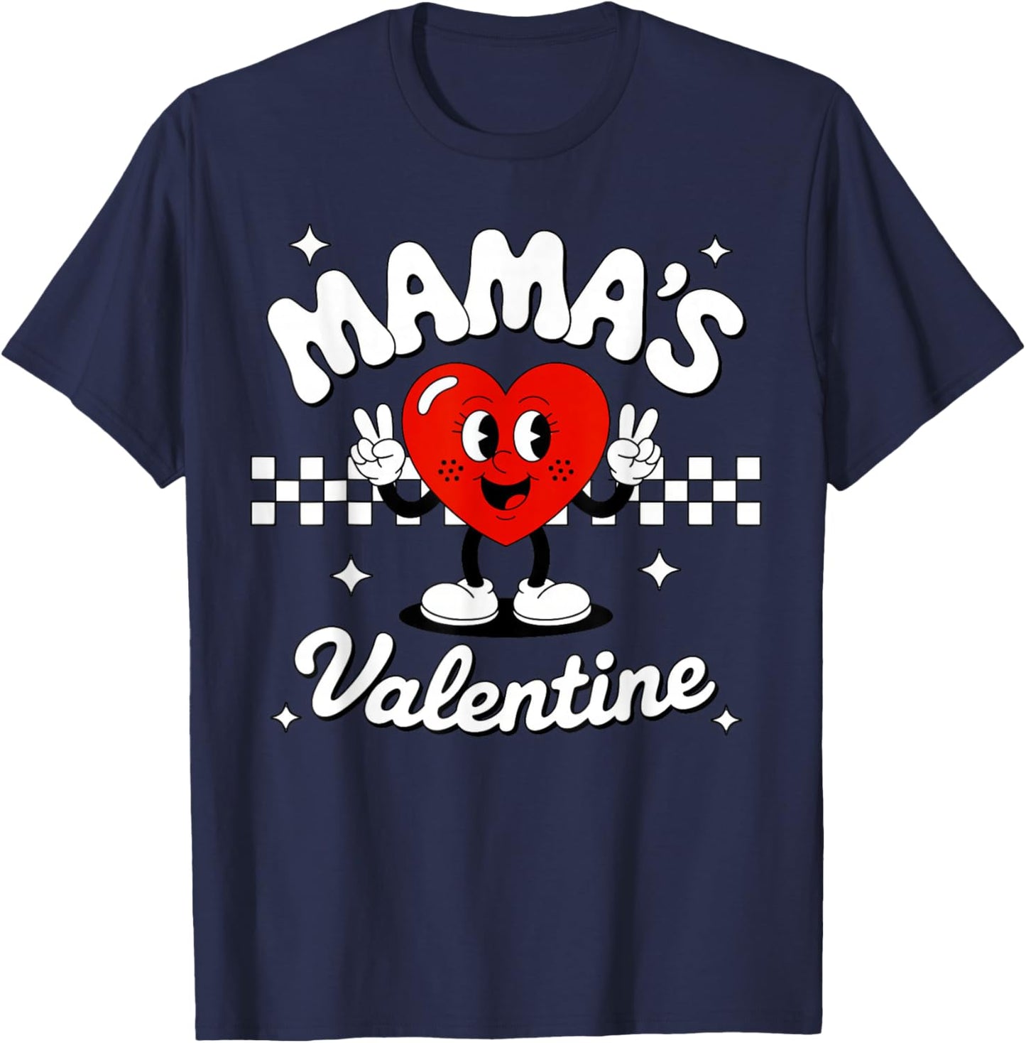 Mama's Valentine Heart Funny Valentines Day T-Shirt - T-Shirt | Navy