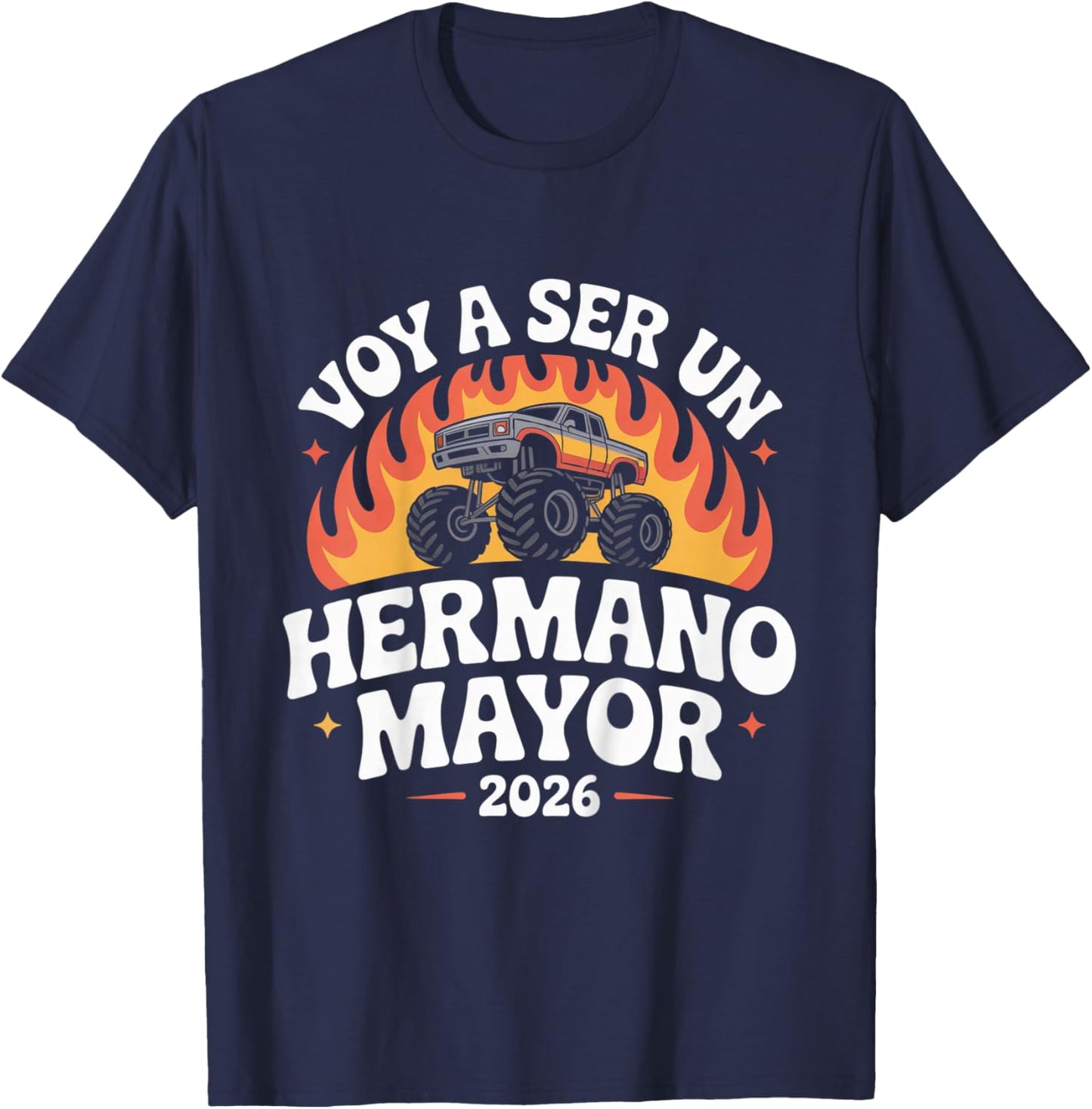 Kids Hermano Mayor 2026 Promoted to Big Brother Spanish Groovy T-Shirt - T-Shirt | Navy