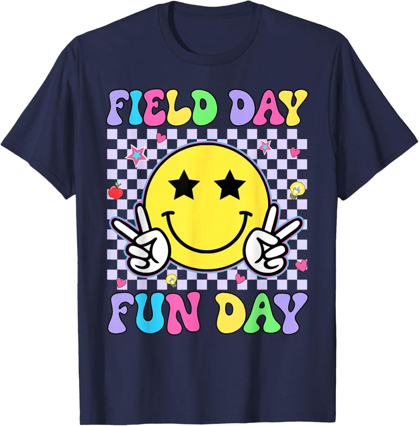Retro Groovy Field Day Fun Day Teacher Kids Field Day 2026 T-Shirt - T-Shirt | Navy