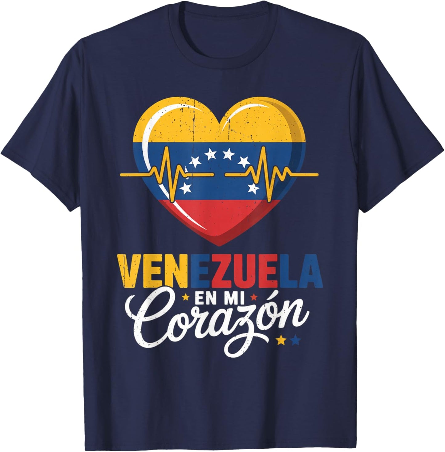 Venezuela En Mi Corazon Libre Patriotic Freedom Latin T-Shirt - T-Shirt | Navy