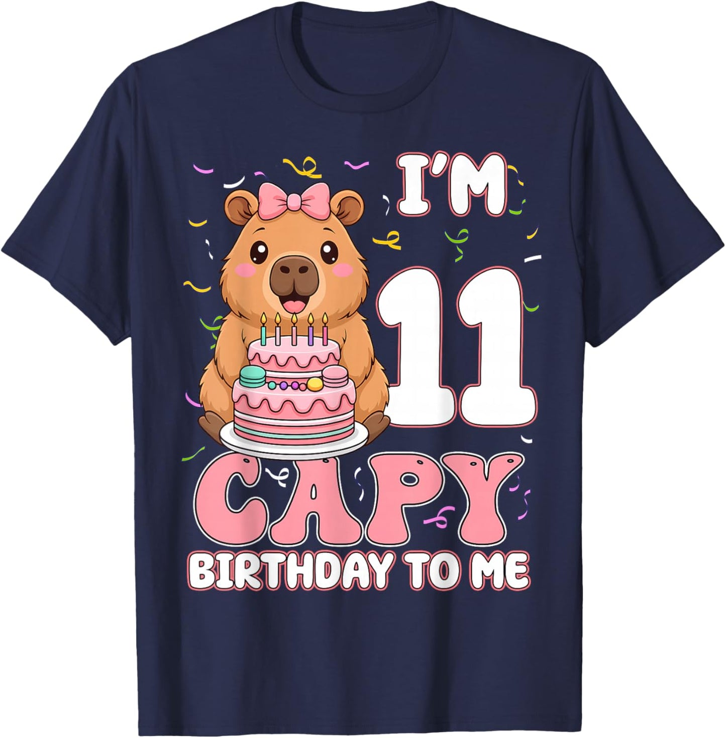11 Years Old Capy Birthday to Me 11th Birthday Capybara Girl T-Shirt - T-Shirt | Navy