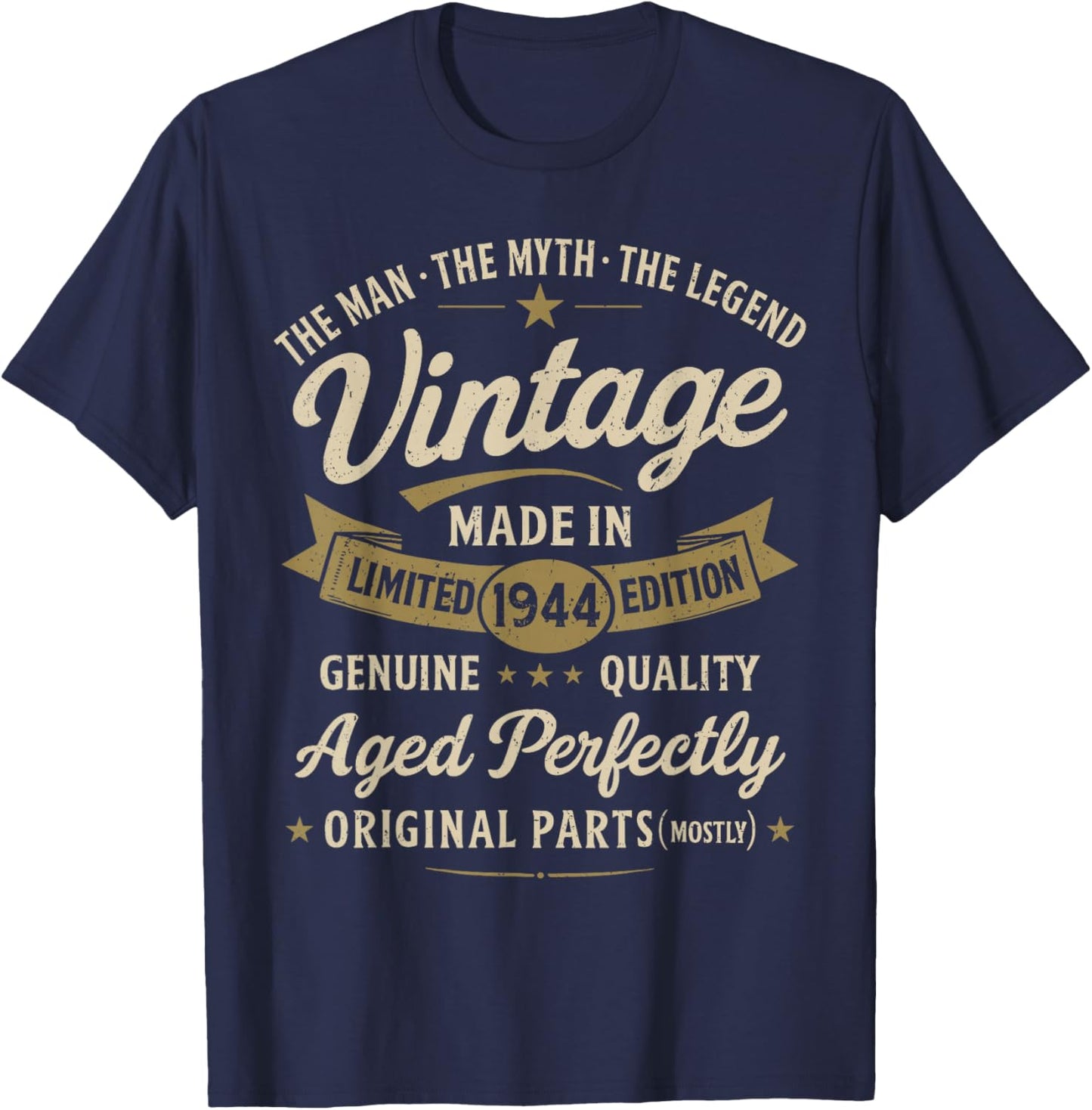 82nd Birthday Gift Vintage 1944 Men Funny 82 Years Old 1944 T-Shirt - T-Shirt | Navy