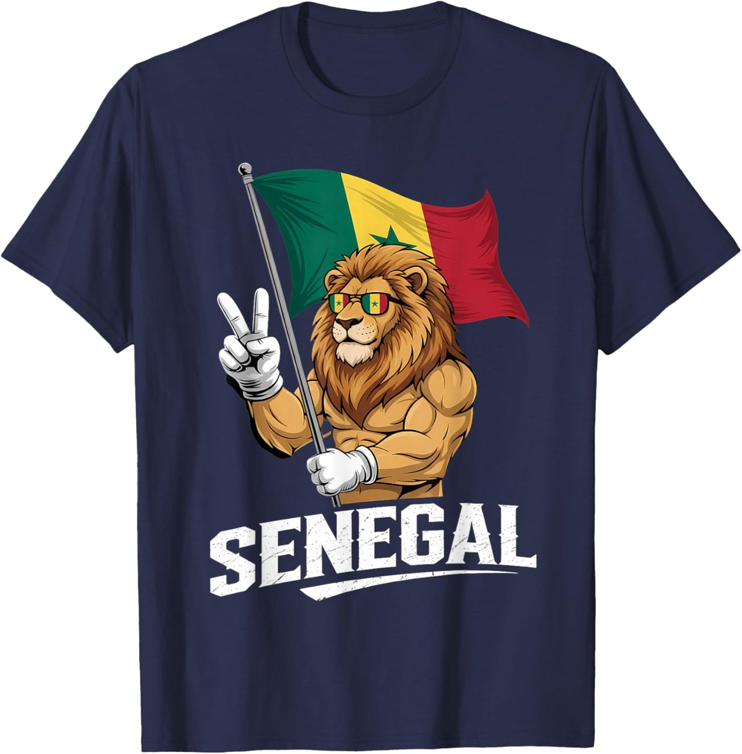 Senegal Roots Lion Senegalese Flag T-Shirt - T-Shirt | Navy