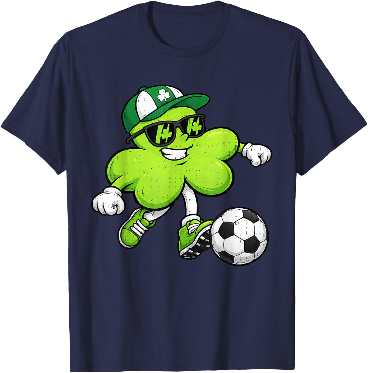 Soccer Saint Patricks Day Boys Kid Drip Sport Green Shamrock T-Shirt - T-Shirt | Navy