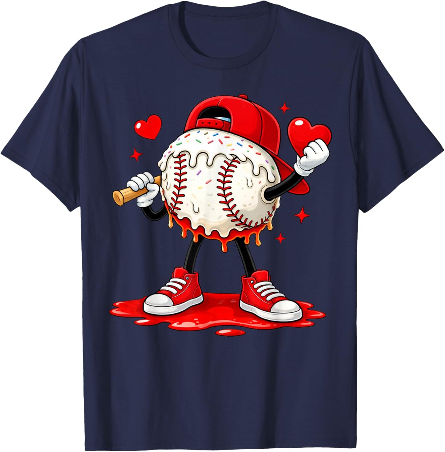 Kids Valentine Baseball Boys Valentines Day T-Shirt - T-Shirt | Navy