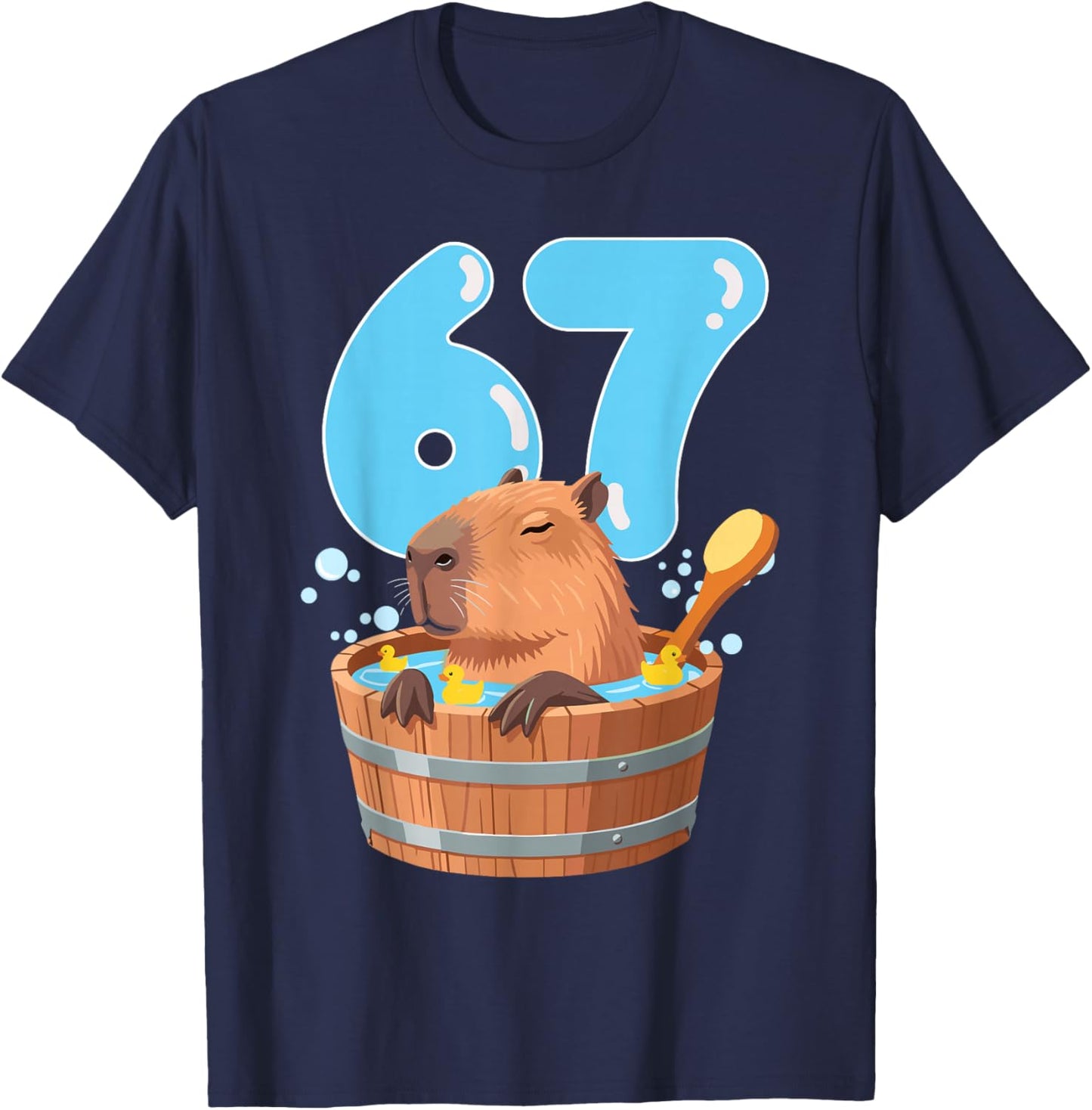 67 Six Seven 6-7 Capybara Funny Teen Kids Capybara 67 T-Shirt - T-Shirt | Navy