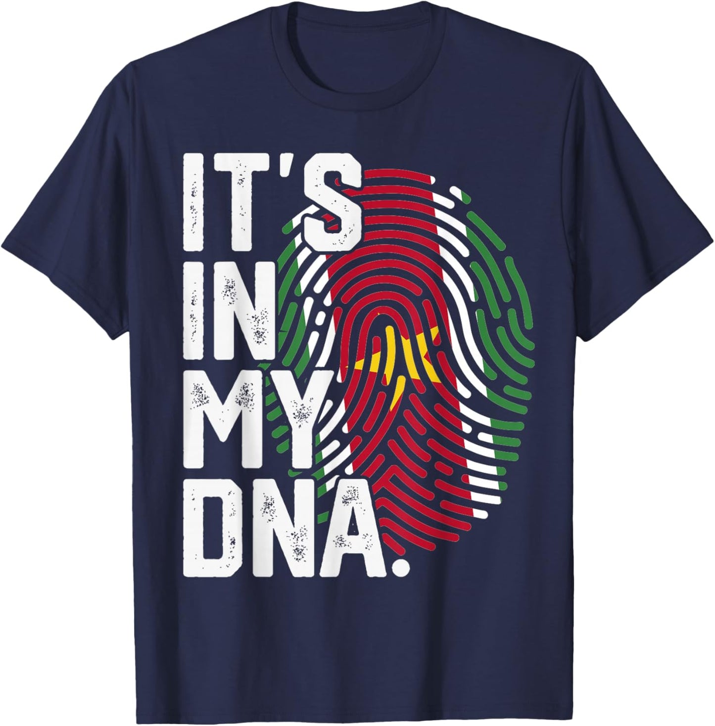 Suriname Roots Flag Fingerprint Graphic Patriotic T-Shirt - T-Shirt | Navy