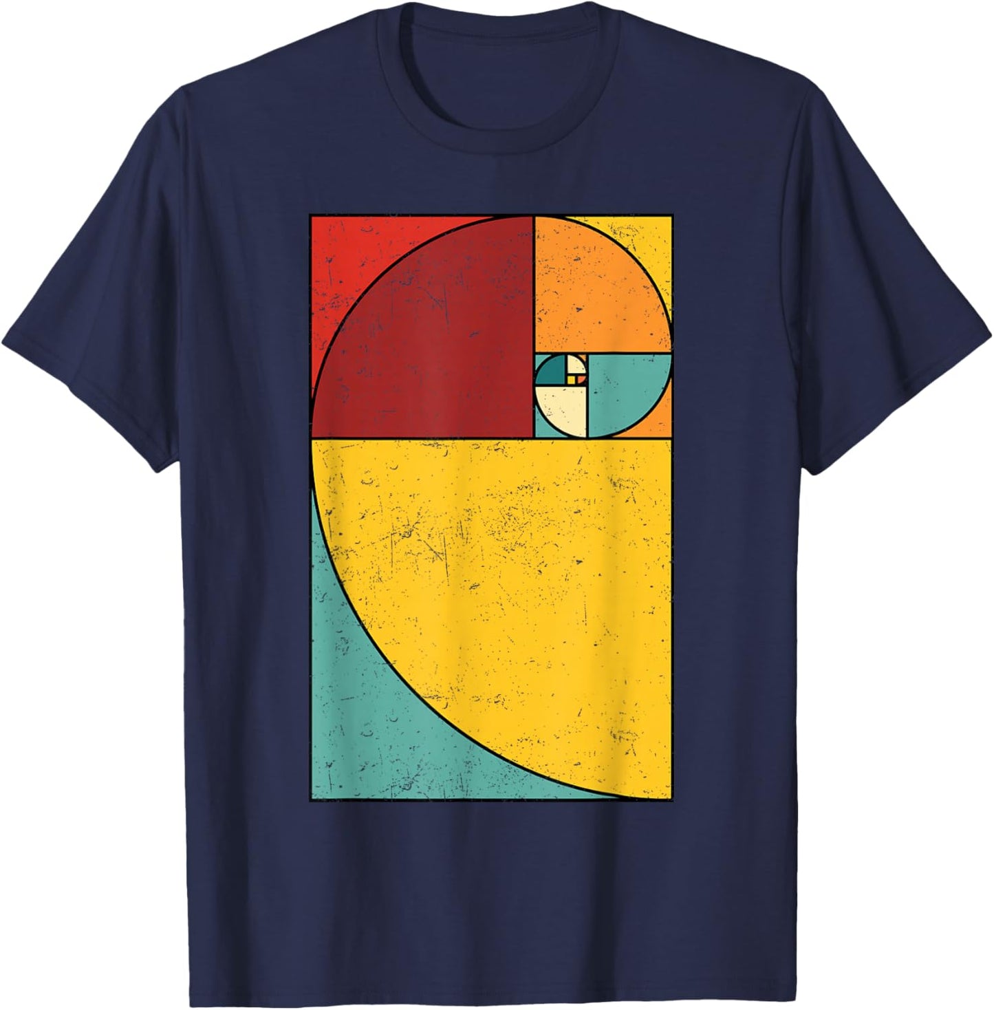 Fibonacci Spiral Geometry Art T-Shirt - T-Shirt | Navy