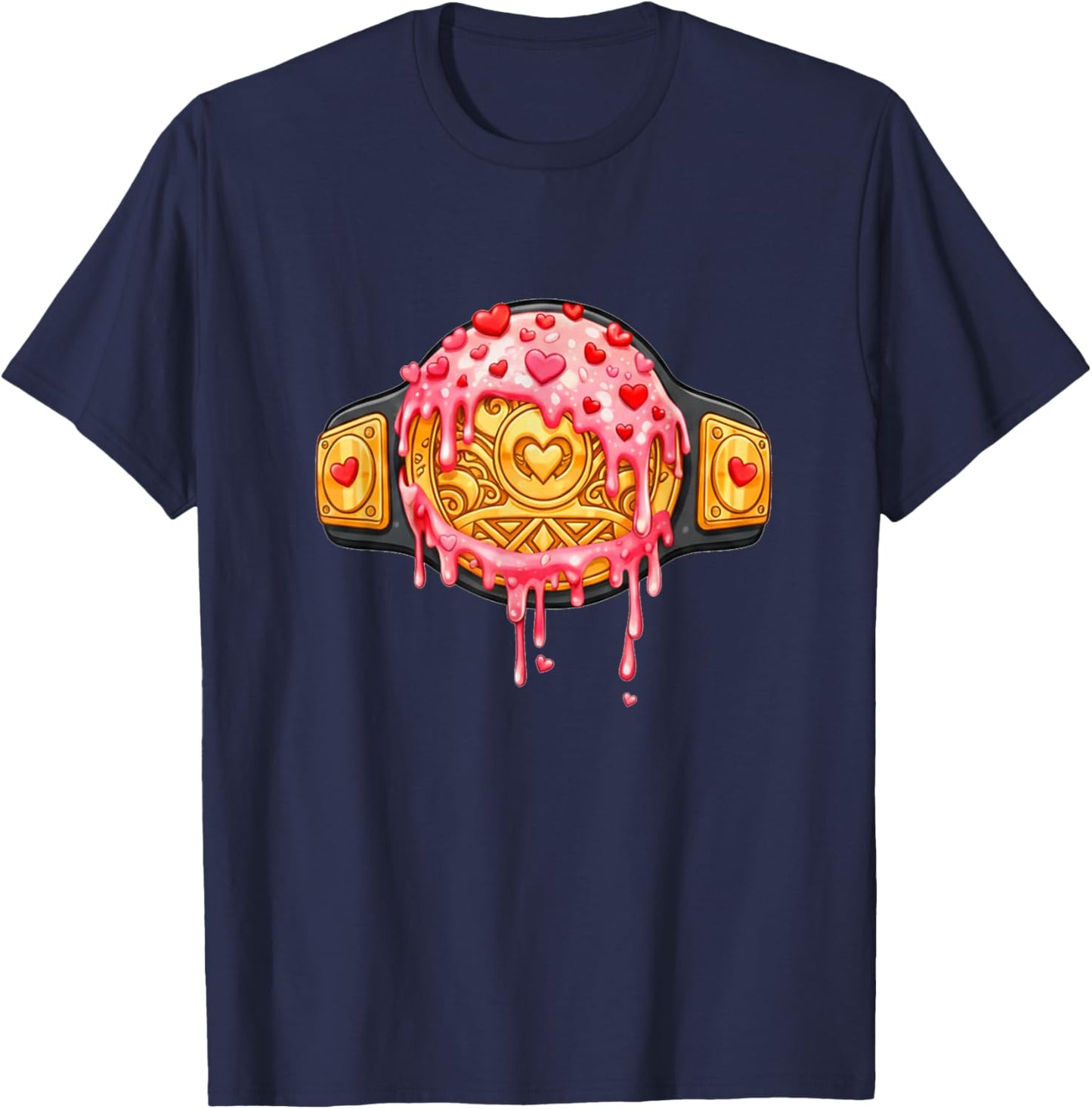 Wrestling Valentines Day Ice Cream Drip Heart Boys T-Shirt - T-Shirt | Navy