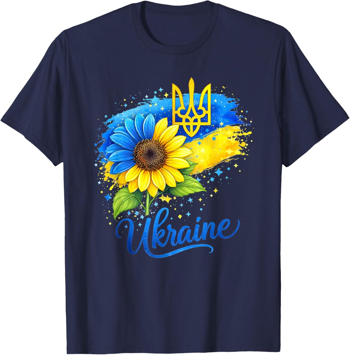 Ukraine Sunflower Butterfly Ukrainian Girls Kids Women Men T-Shirt - T-Shirt | Navy
