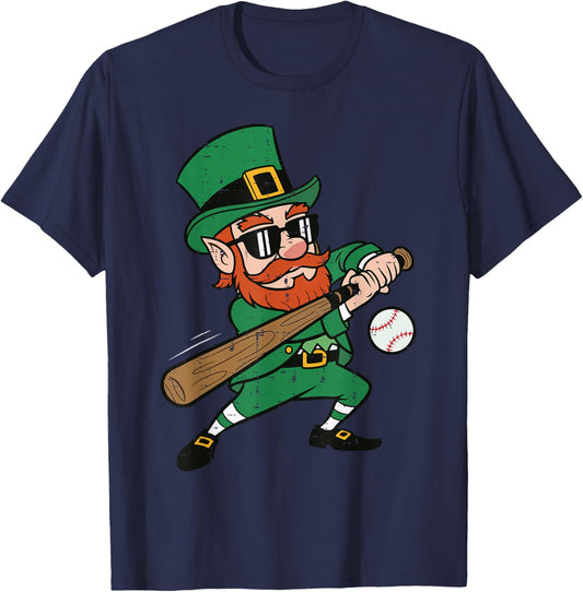 Leprechaun Baseball St Patricks Day Saint Pattys Men Boys T-Shirt - T-Shirt | Navy