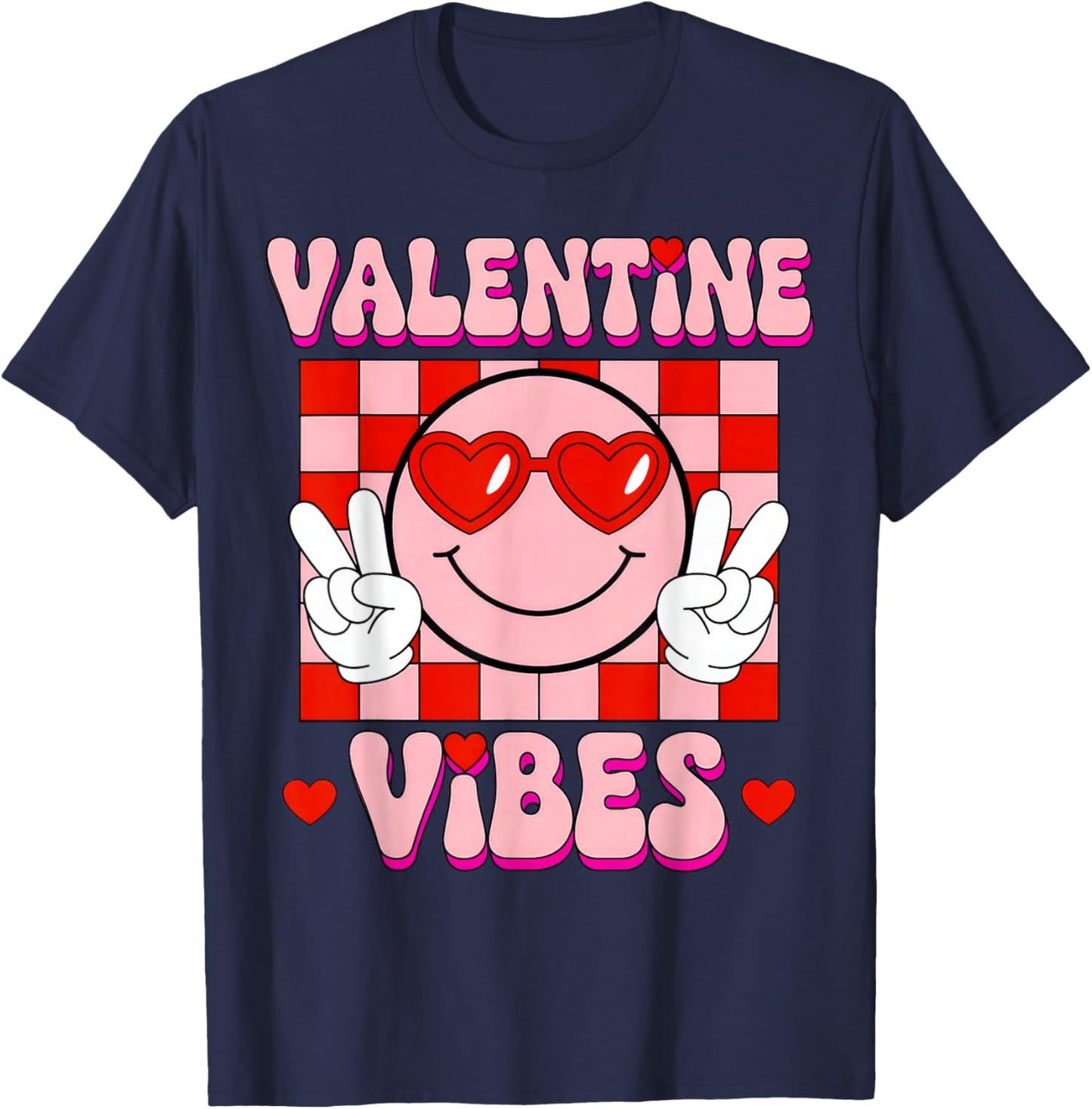Groovy Valentine Vibes T-Shirt - T-Shirt | Navy