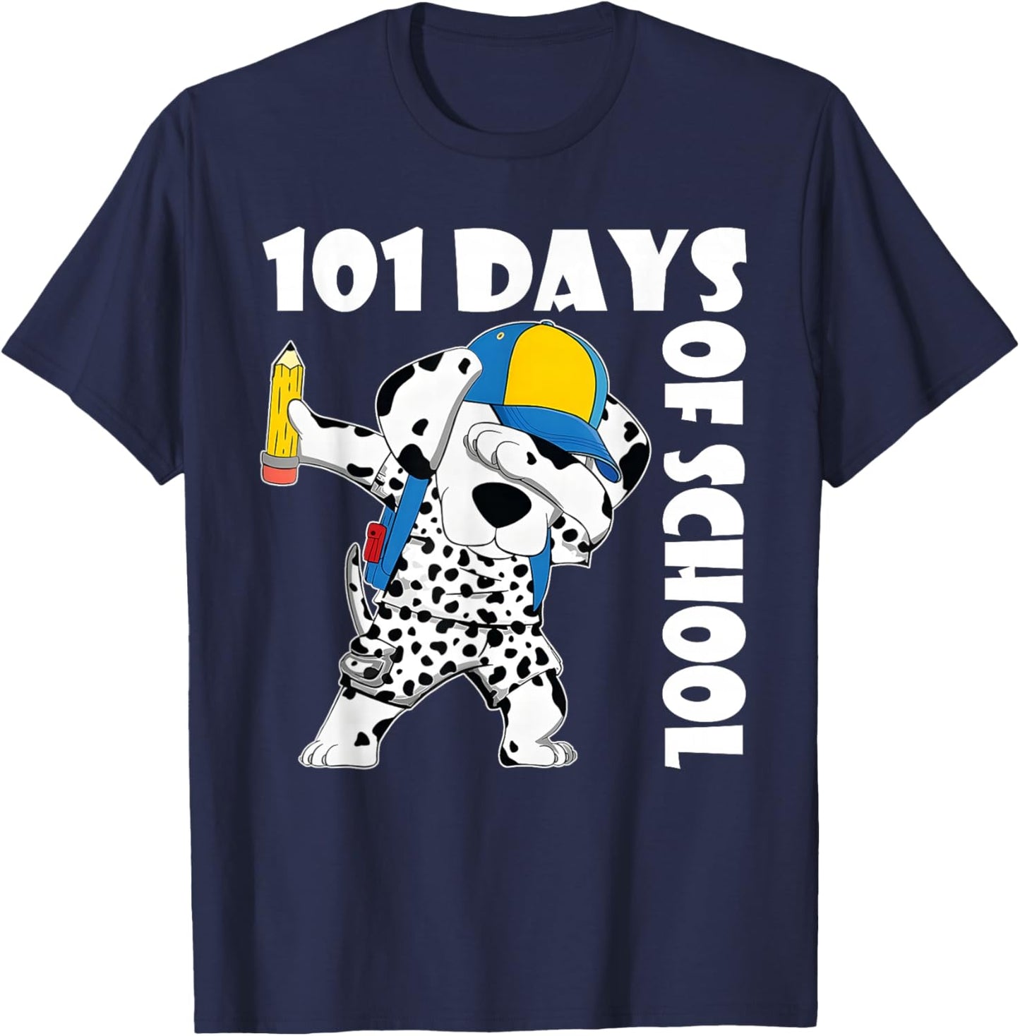 Happy 101 Days School Cute Dog 100 Days Smarter Student Kids T-Shirt - T-Shirt | Navy