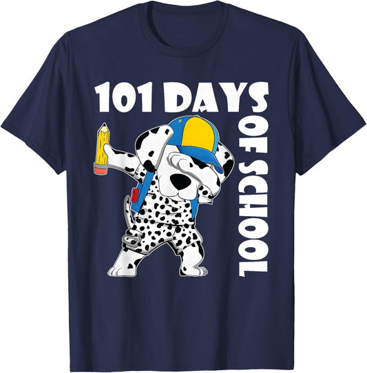 Happy 101 Days School Cute Dog 100 Days Smarter Student Kids T-Shirt - T-Shirt | Navy