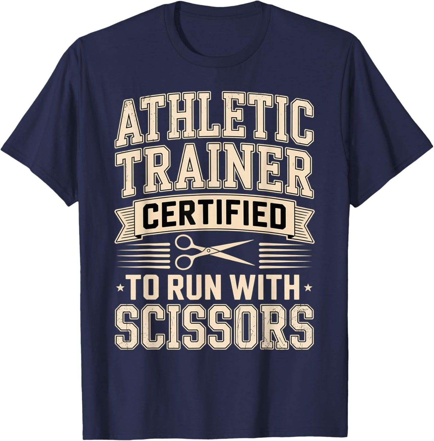 Athletic Trainer Funny Run with Scissors Graduation 2026 T-Shirt - T-Shirt | Navy