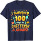 I Survived 100 Days of Cafeteria & Chaos Funny T-Shirt - T-Shirt | Navy