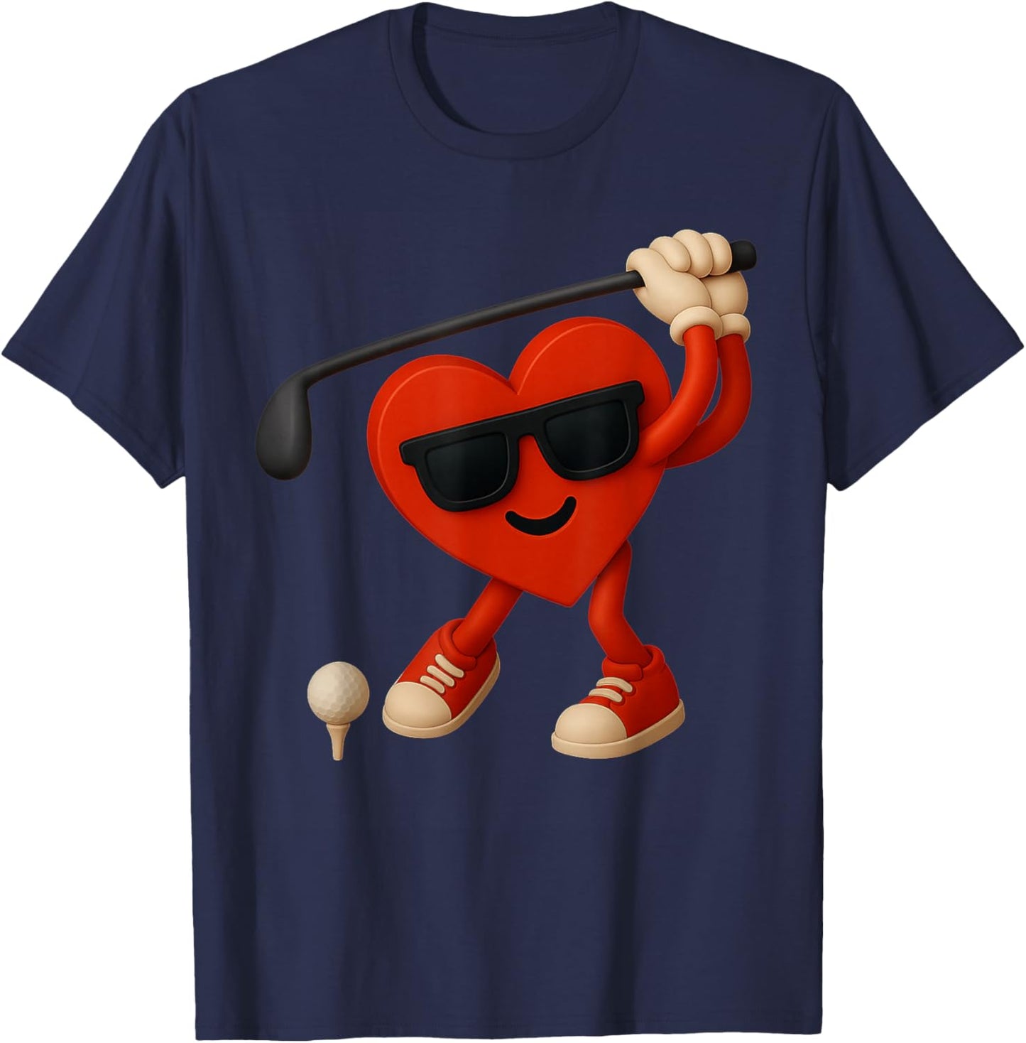 Golf Valentines Day Cute Heart Golfer Love Funny Boys Kids T-Shirt - T-Shirt | Navy