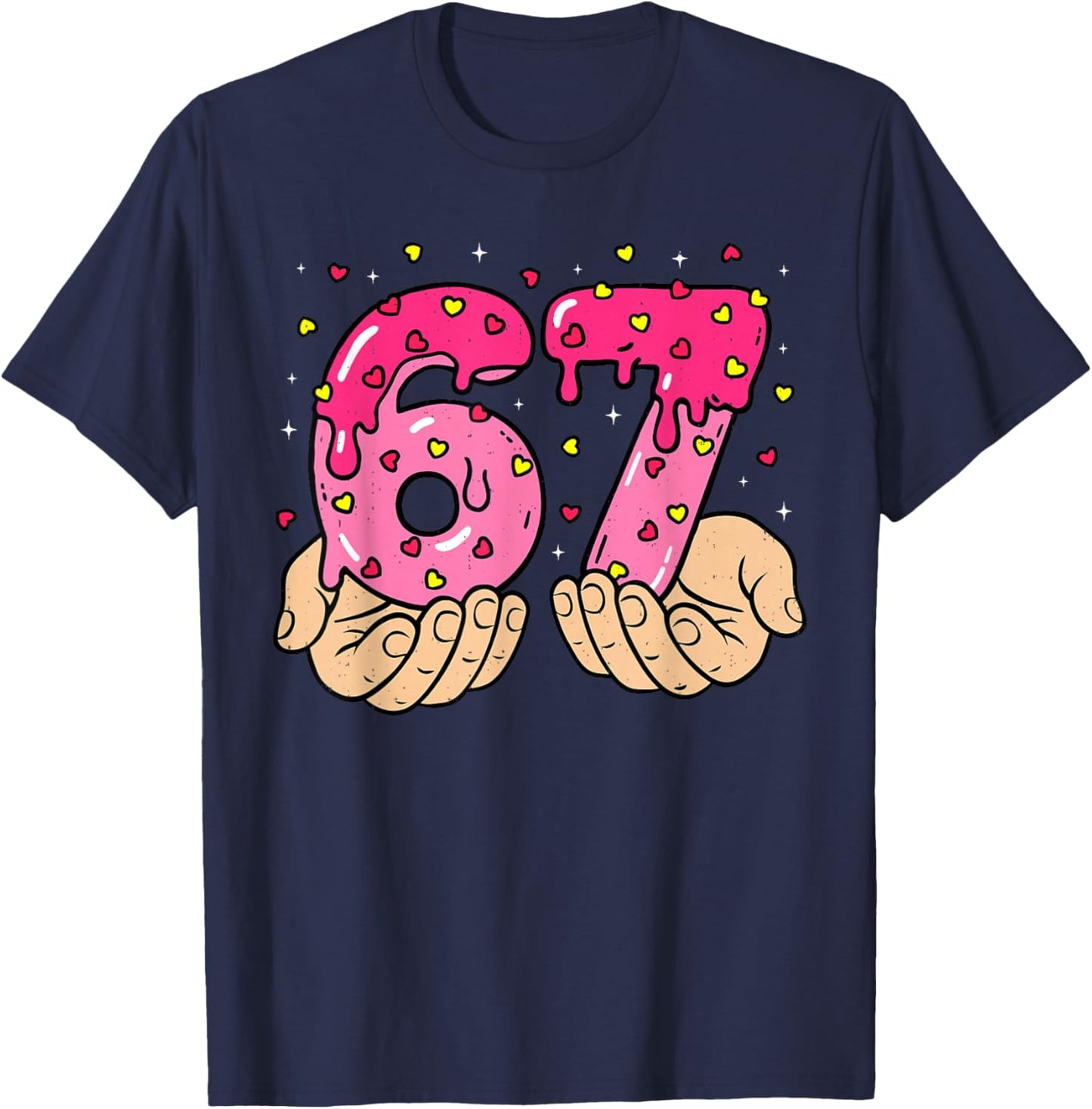 Funny 6 7 Meme Heart Gen Alpha Six Seven 67 Valentine’s Day T-Shirt - T-Shirt | Navy
