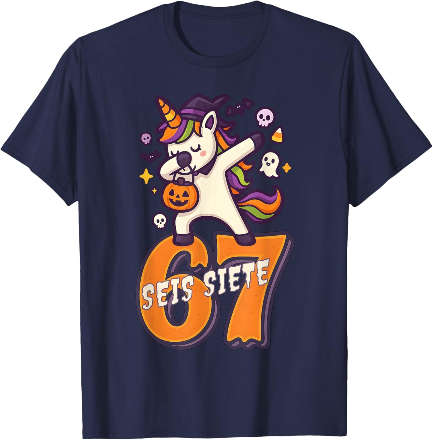 SEIS Siete Spanish Halloween 67 Boys Kids Six Seven Espanol T-Shirt - T-Shirt | Navy