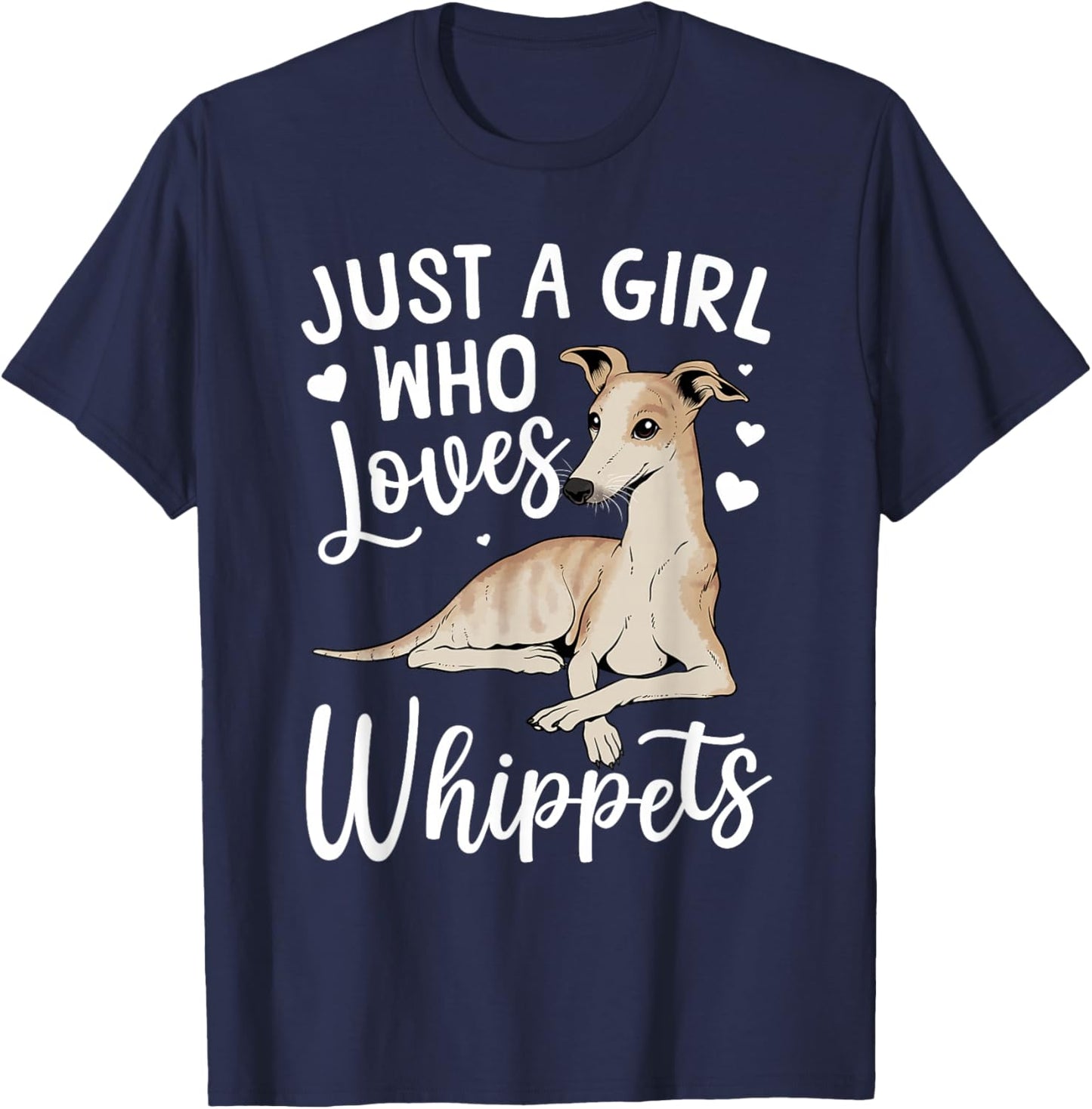 Funny Whippet Art Girls Whippet Dog Lover Whippet T-Shirt - T-Shirt | Navy