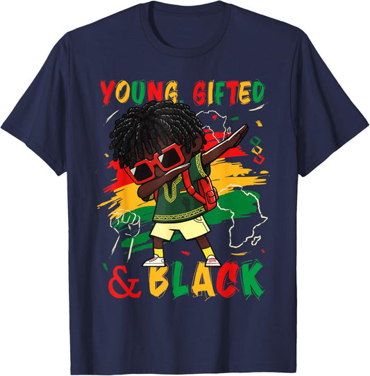 Dab Boys Young Gifted Black History African American Boy Kid T-Shirt - T-Shirt | Navy