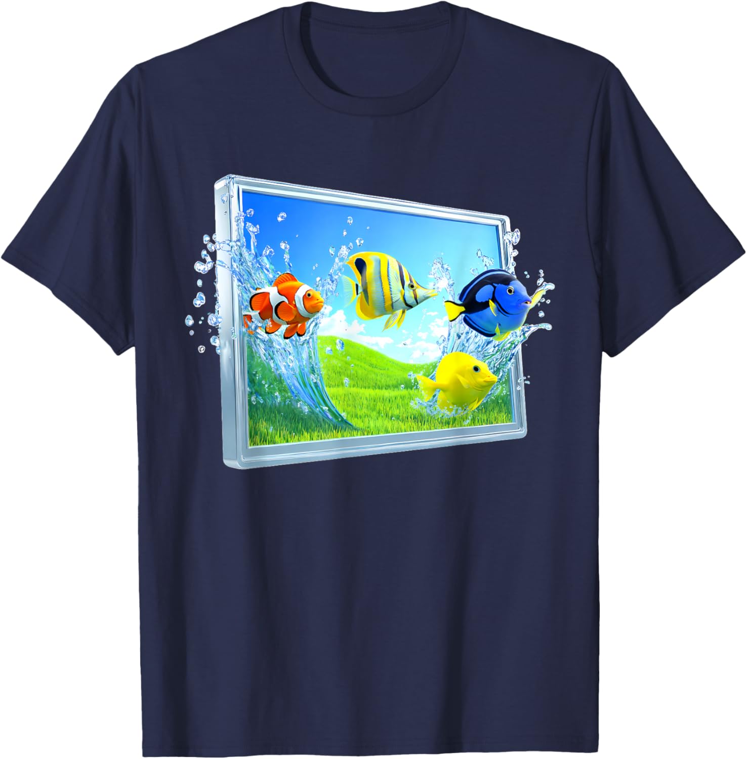 Frutiger Aero Fish T-Shirt - T-Shirt | Navy