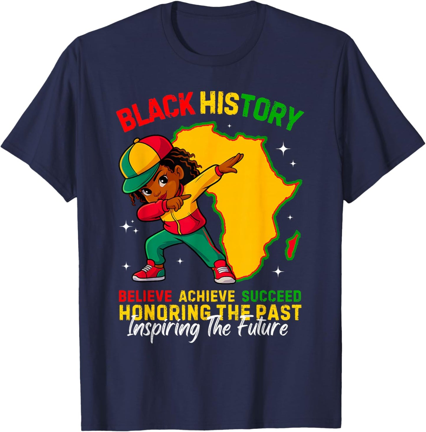 Black History Month African American Girls Kids Melanin T-Shirt - T-Shirt | Navy