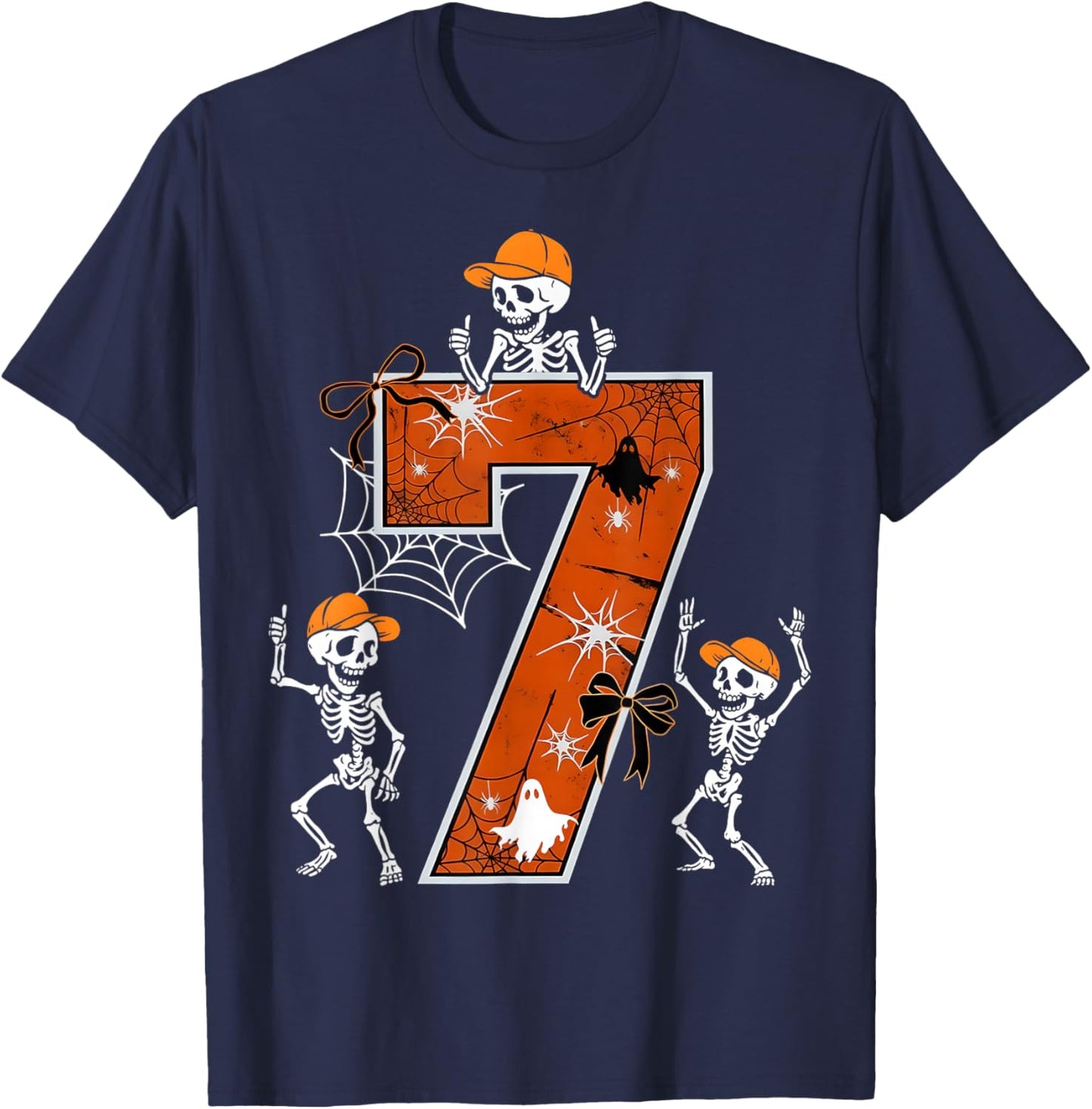 HUGvyn Six Seven Meme 6 7 Halloween Costume Dancing Skeleton T-Shirt - T-Shirt | Navy