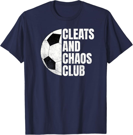Funny Soccer Cleats and Chaos Club T-Shirt - T-Shirt | Navy