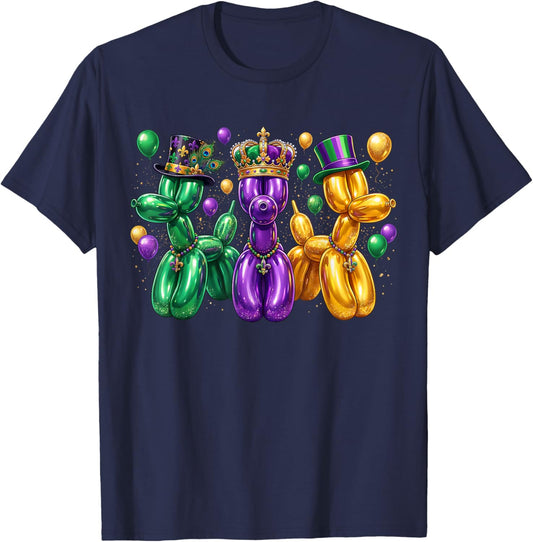 Funny Mardi Gras Bead Dogs Louisiana New Orleans Carnival T-Shirt - T-Shirt | Navy
