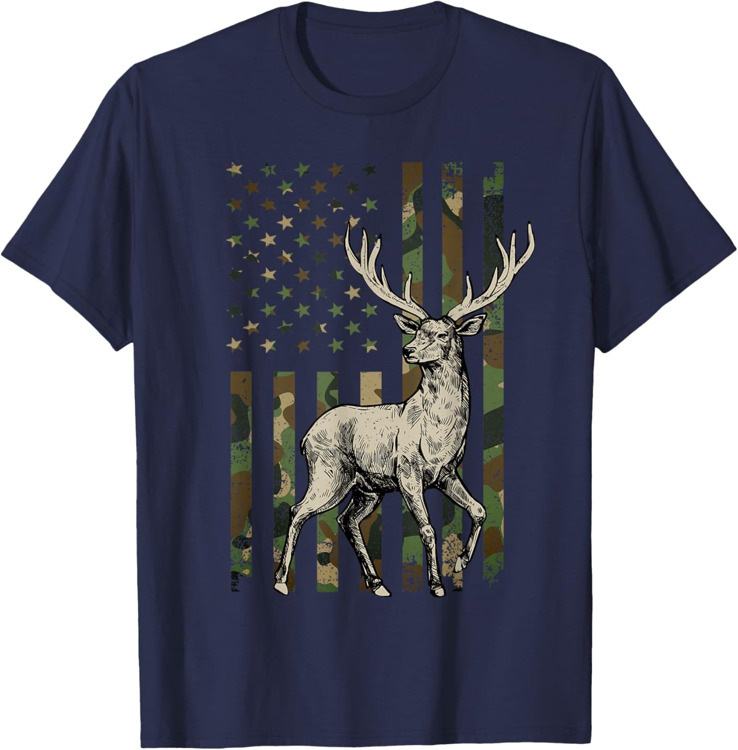 Deer Hunting Art Women Wildlife Hunter Deer Hunting T-Shirt - T-Shirt | Navy