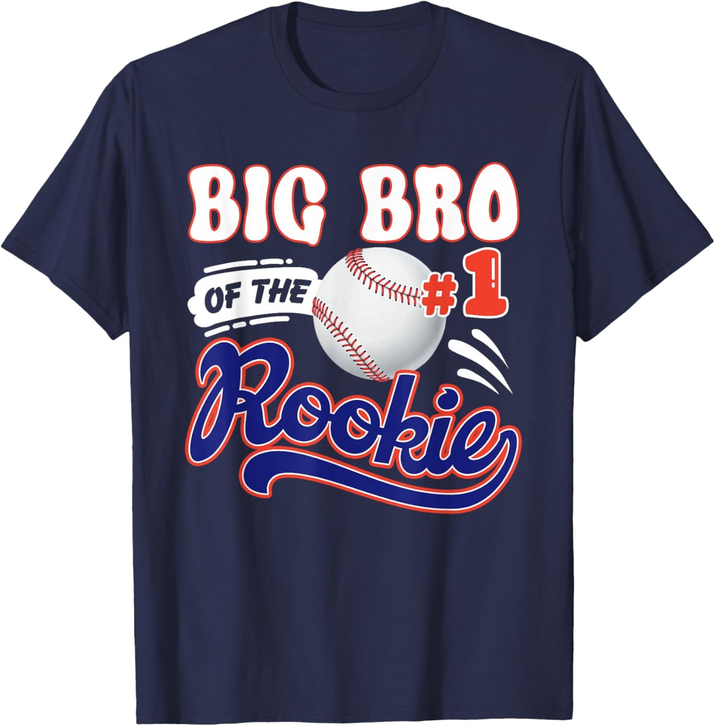 Big Bro Rookie of Year 1st Birthday Baseball Theme Matching T-Shirt - T-Shirt | Navy