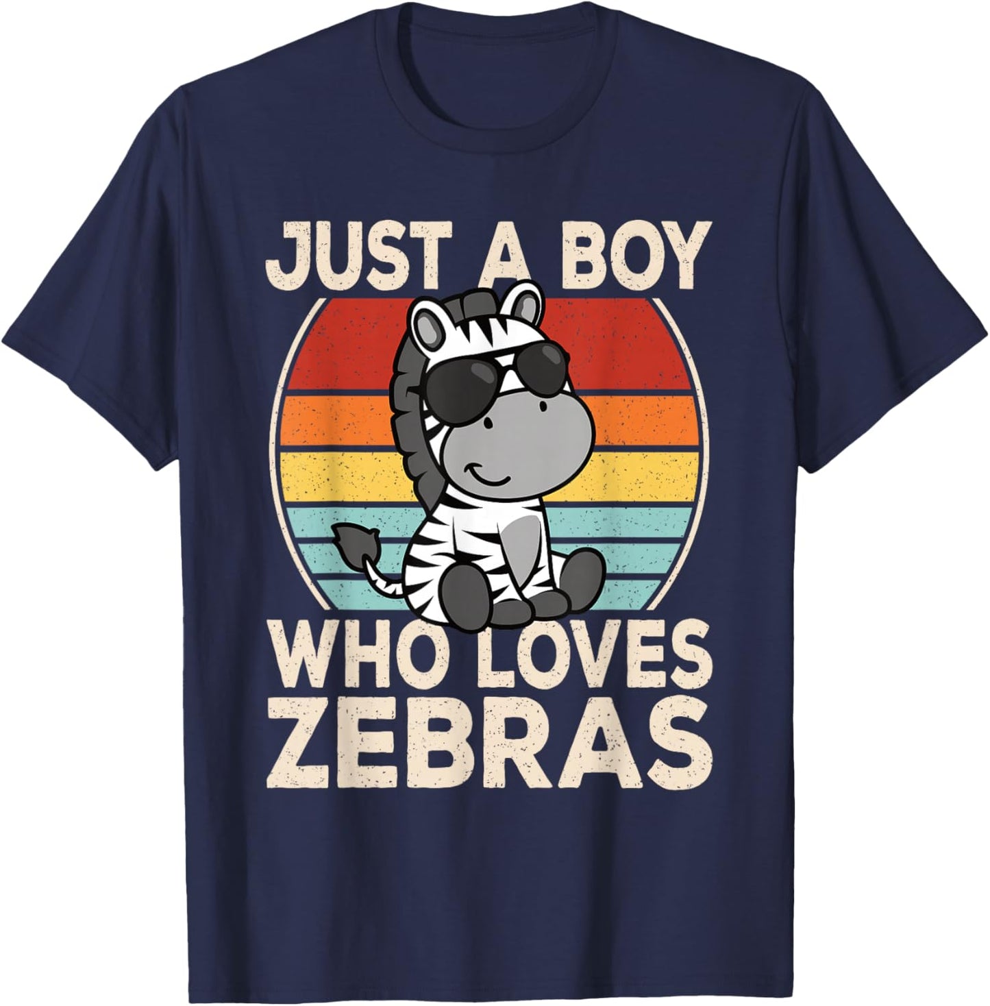 Just A Boy Who Loves Zebras Zebra Lover Boys Kids T-Shirt - T-Shirt | Navy