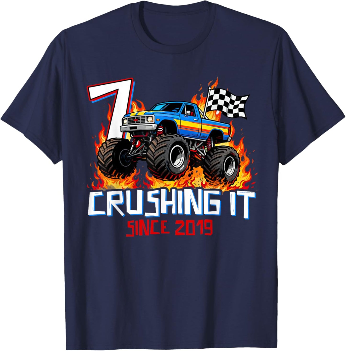 Crushing It Since 2019 Seven 7th Birthday Boys 7 Years Old T-Shirt - T-Shirt | Navy