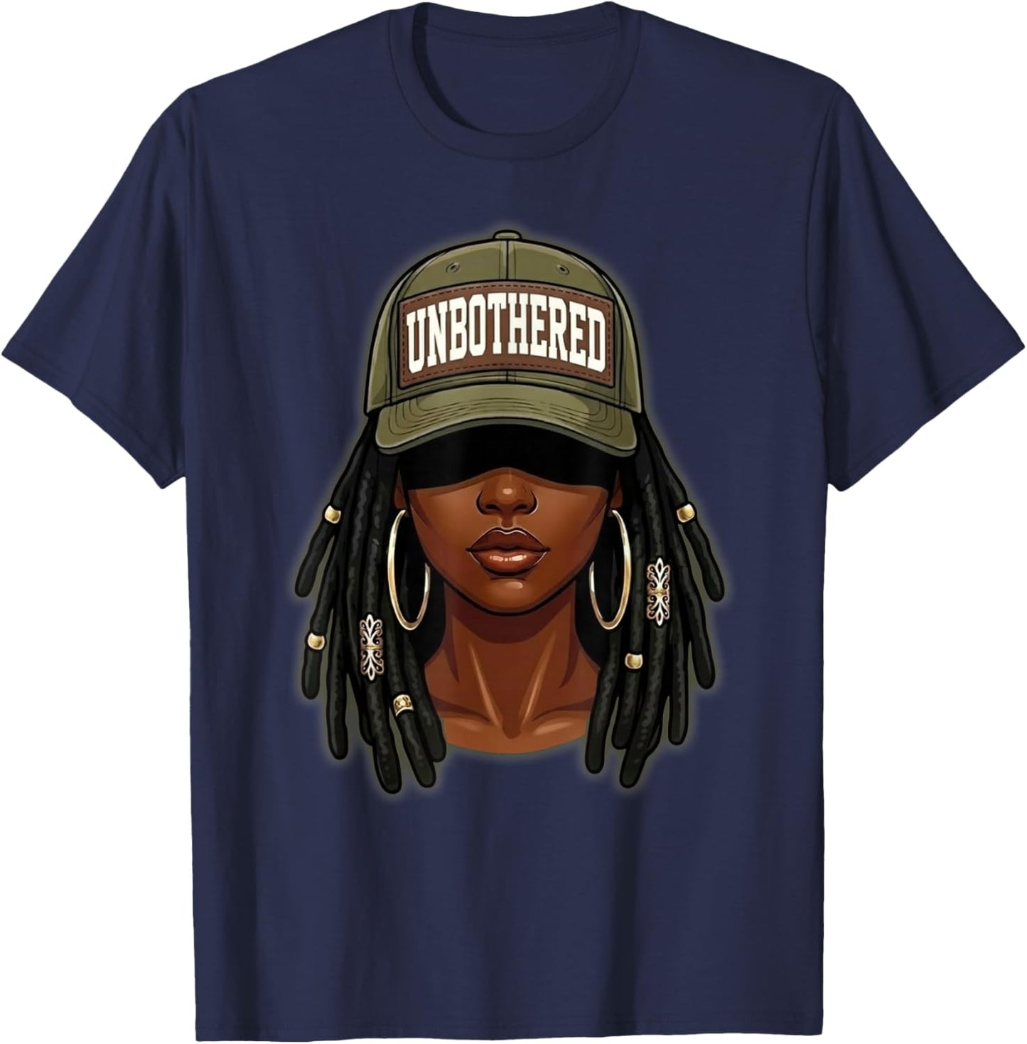 Black Women Camoa Apparel, Black History Month Unbothered T-Shirt - T-Shirt | Navy