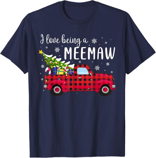 I Love Being A Meemaw Truck Xmas - Christmas T-Shirt - T-Shirt | Navy