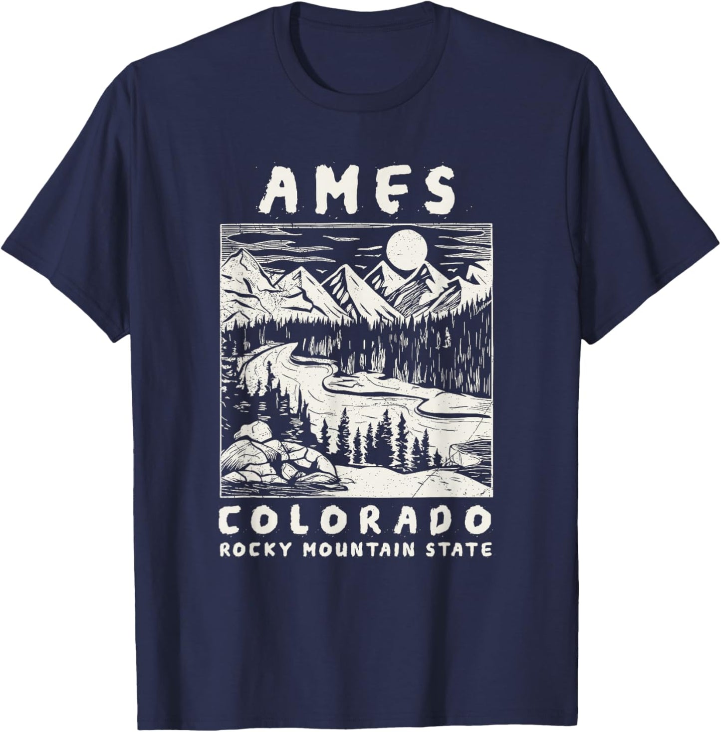 Ames, Colorado Mountain Wildnerness Nature Design T-Shirt - T-Shirt | Navy