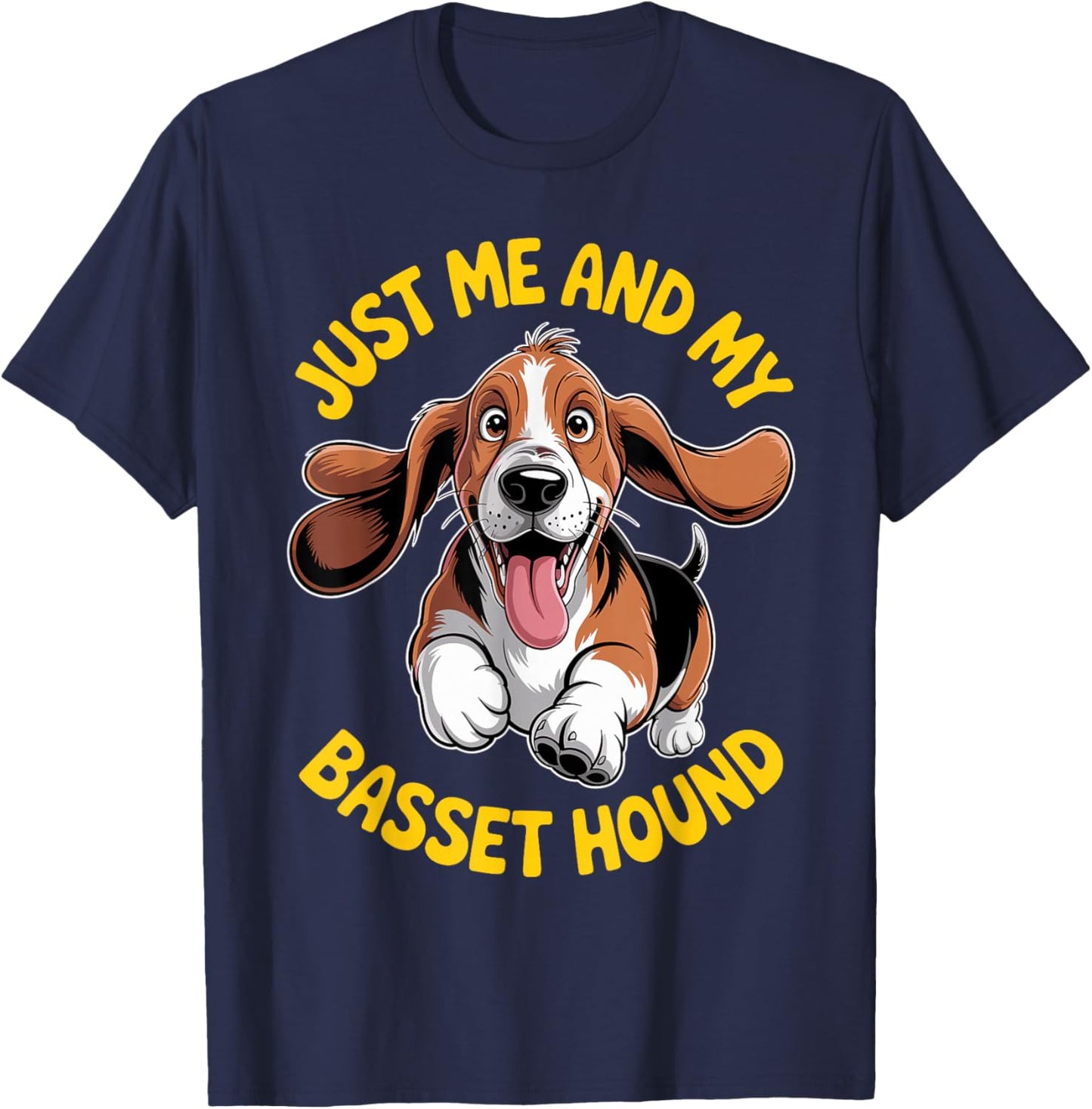Cartoon Pet Dog Breed Pup Funny Just me and My Basset Hound T-Shirt - T-Shirt | Navy