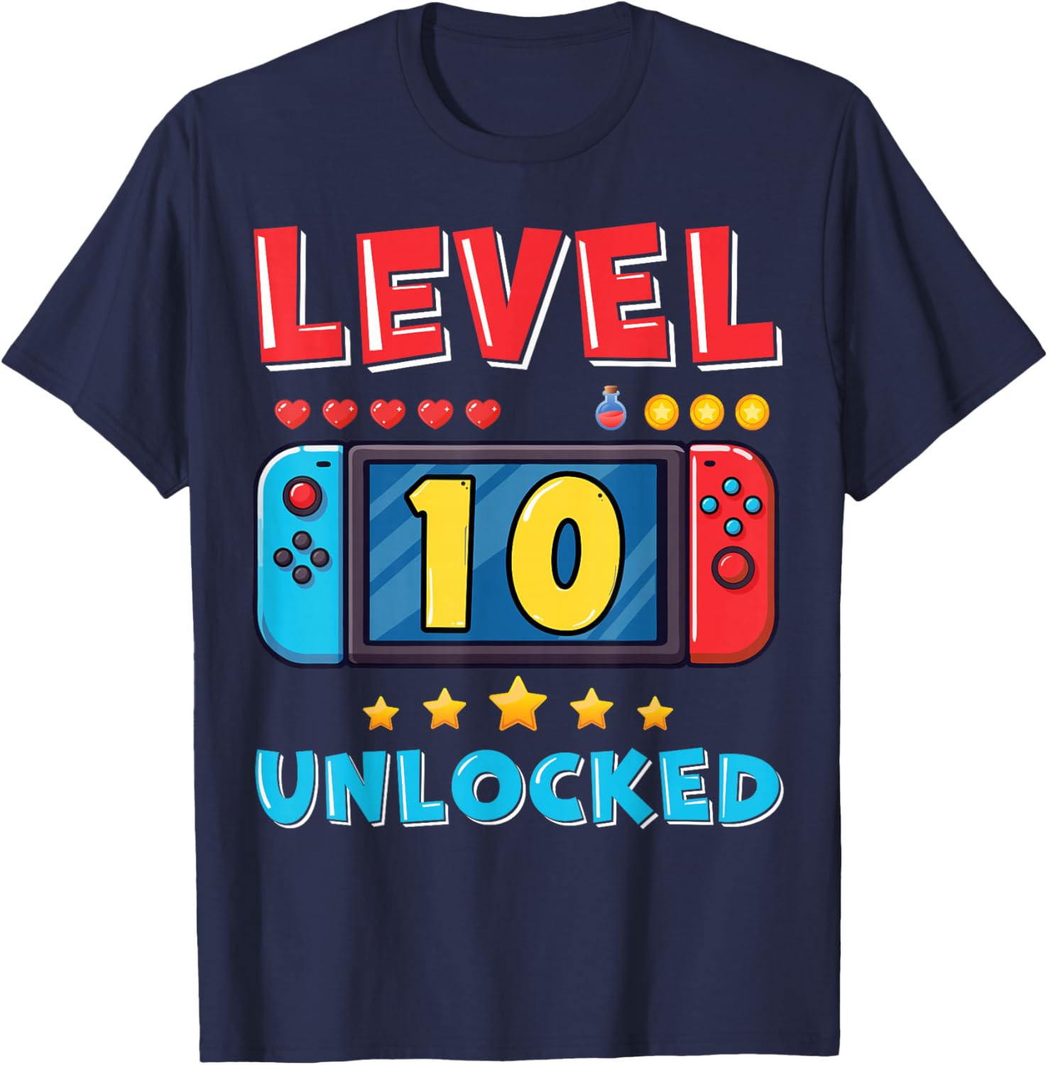 10 Year Old Bday Decorations Son Boy 10yr 10th Birthday T-Shirt - T-Shirt | Navy