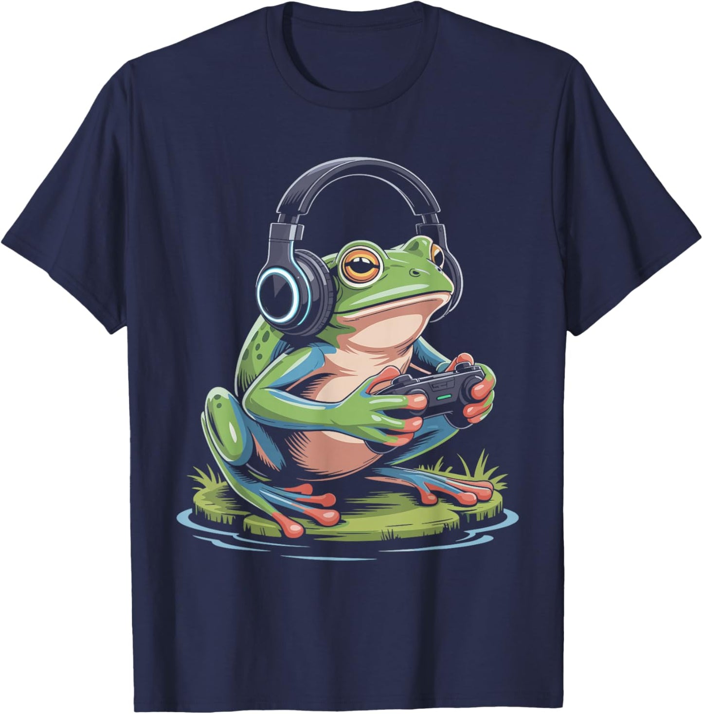 Frog Gaming Playing Video Games T-Shirt - T-Shirt | Navy
