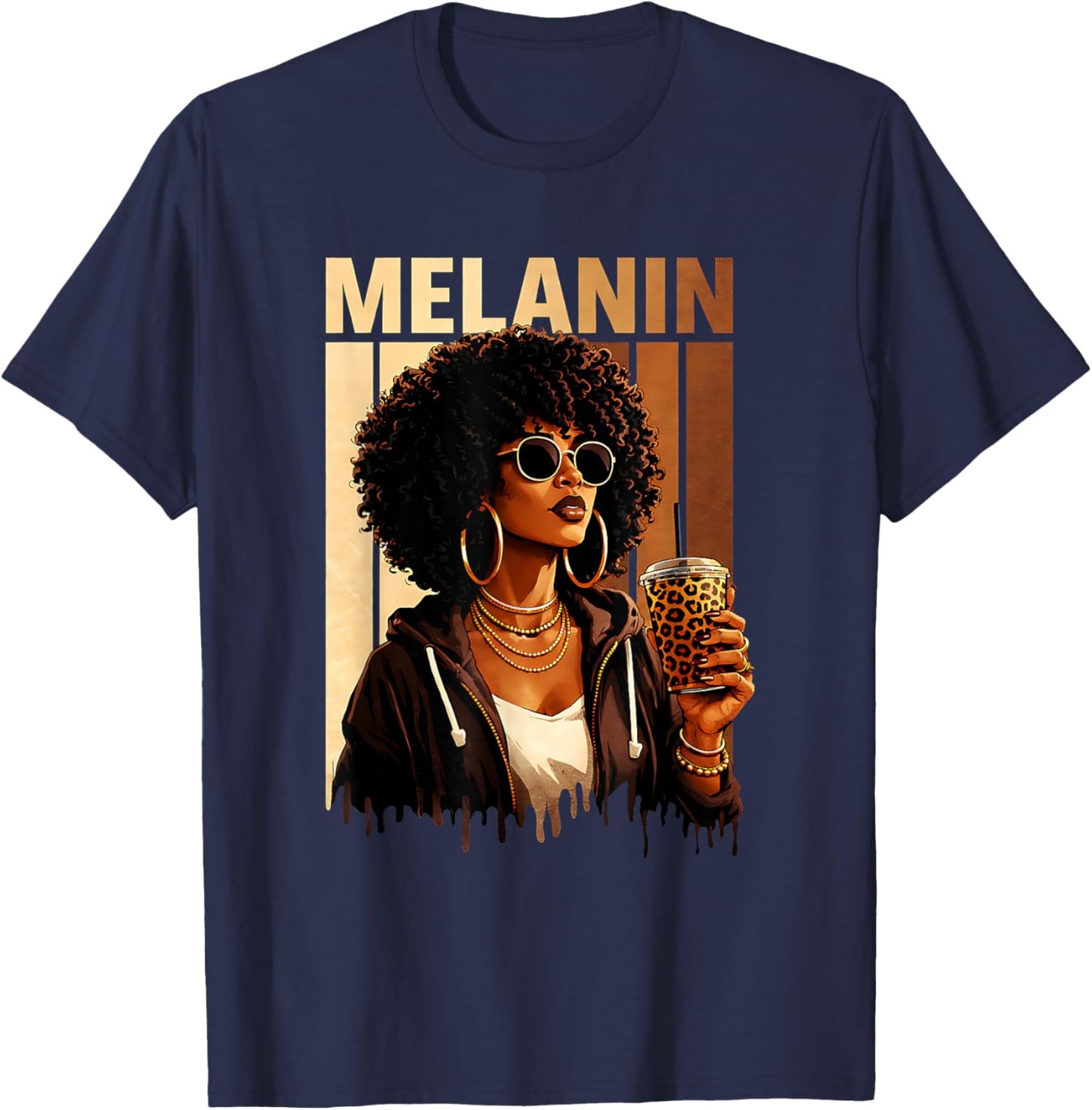 Black History Pride Queen Dope Blessed Afrocentric Melanin T-Shirt - T-Shirt | Navy