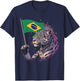 Brazil Flag Leopard Brazilian Roots Brasilian Pride Brasil T-Shirt - T-Shirt | Navy