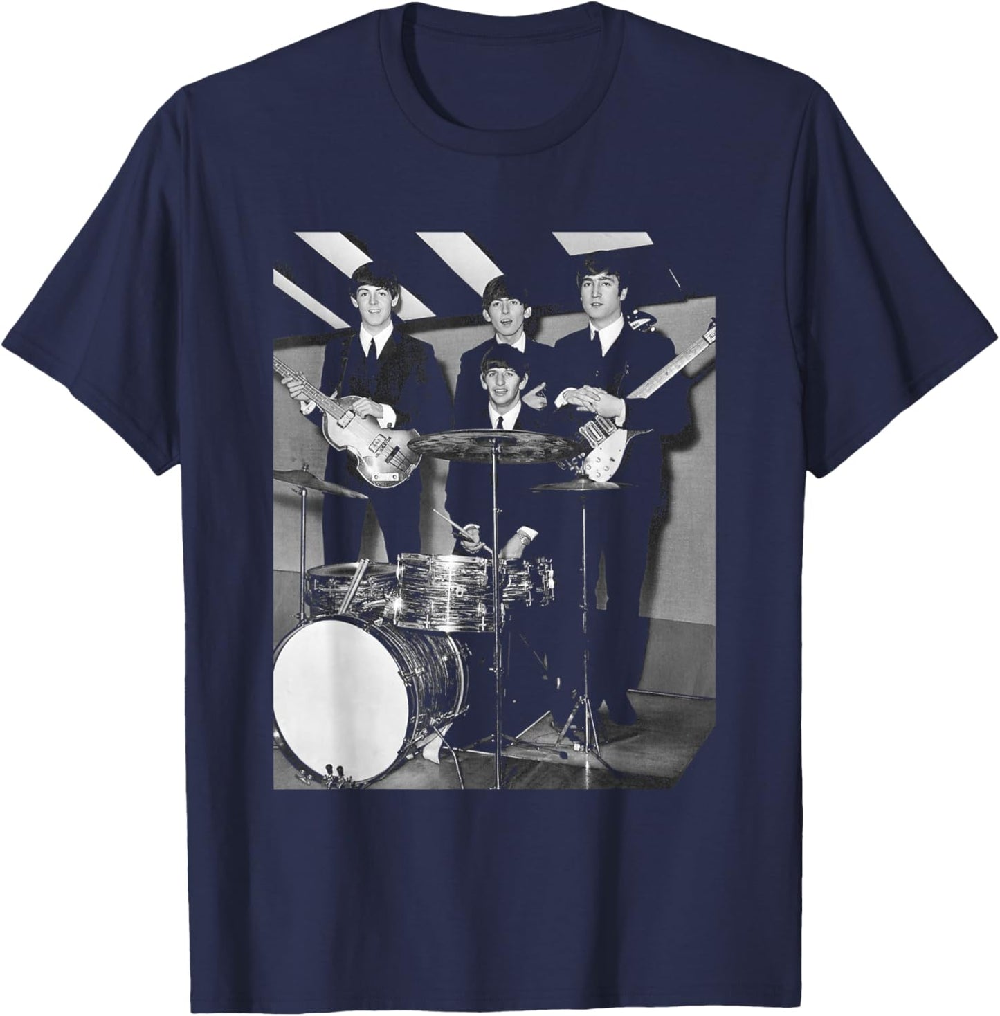 Paul George John & Ringo The Beatles Thank Your Luck Stars T-Shirt - T-Shirt | Navy